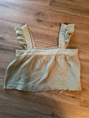 Women’s Cream Ruffle Strap Crop Top